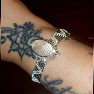 Wire Wrapped Rose Quartz Adjustable Bracelet